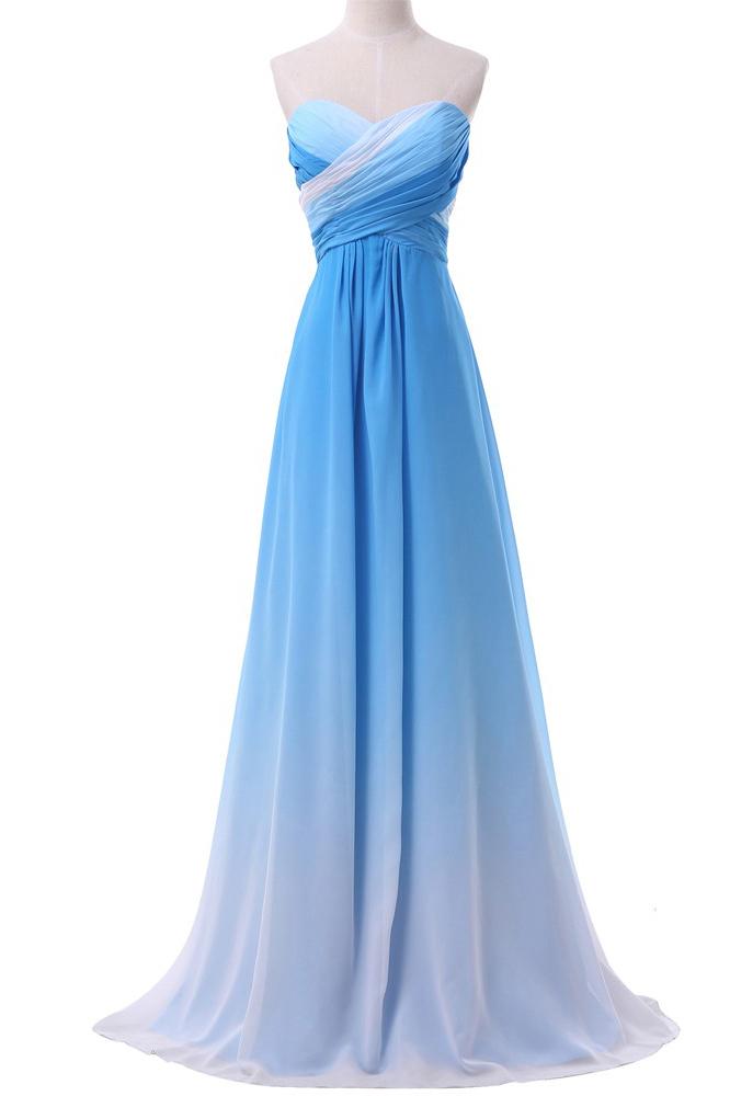 Chiffon Sweetheart Ombre Long Prom Dresses Formal Party Gown MP37