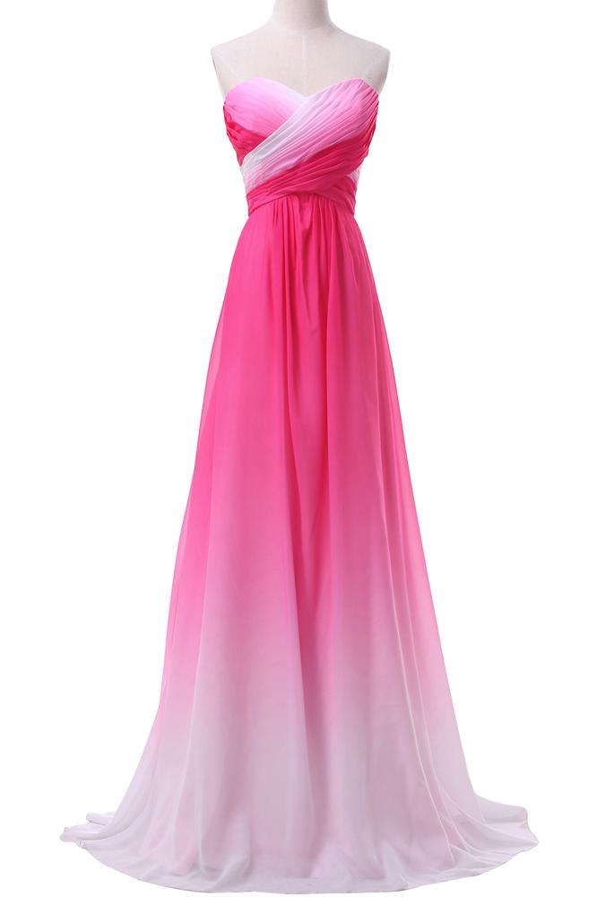 Chiffon Sweetheart Ombre Long Prom Dresses Formal Party Gown MP37