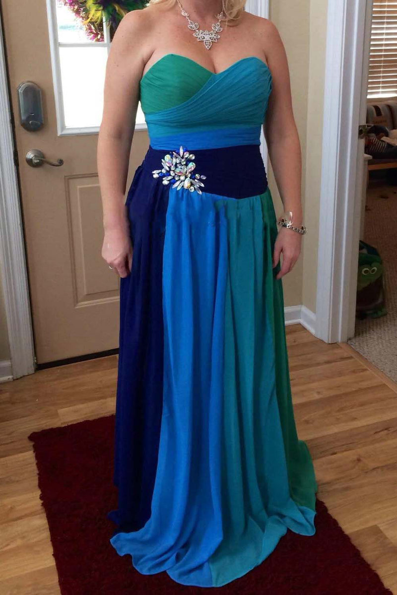 gorgeous sweetheart ombre long prom dress with beading