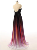 Strapless Notched Ombre Long Prom Dresses Backless Formal Gown With Pleats MP34