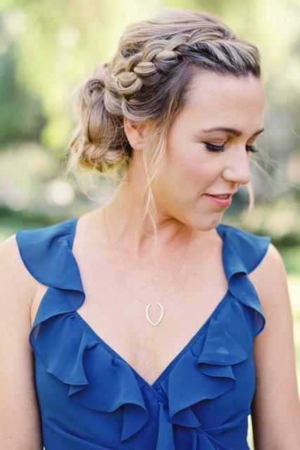 Ruffles v-neck sleeveless navy blue long bridesmaid dresses gb380