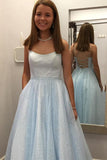 Sparkly Spaghetti Straps Lilac Long Prom Dresses With Sequins MP01