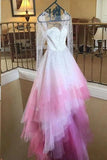 Sparkly Beading Long Sleeve Ombre Wedding Dresses With Layered Bridal Gown PW85