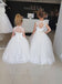 Princess Ivory Scoop Neckline Open Back Flower Girl Dresses With Lace PF142 