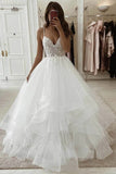 a line v neck sleeveless wedding dress with beaded appliques