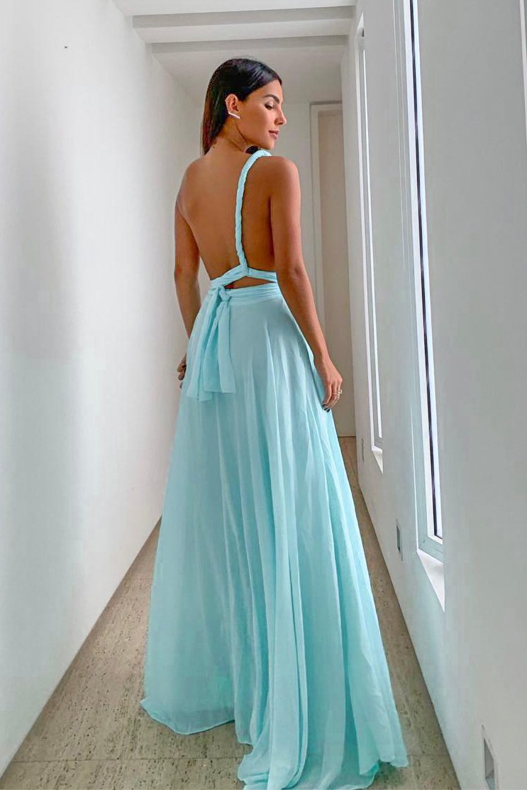 Tiffany Chiffon Long Prom Dresses, Convertible Bridesmaid Dress MP153