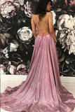 Spaghetti Straps Scoop Neck Long Prom Dresses, Backless Sleeveless Evening Gown MP58