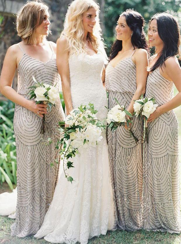 Sparkle v-neck floor length sequins long bridesmaid dresses gb379