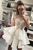 high neck short prom dresses appliques cocktail party dresses