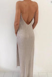 Slinky Slip Ankle Length Bridesmaid Dresses, Low Back Wedding Party Dress PB44