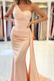 one shoulder purple satin mermaid prom dresses simple formal evening gown
