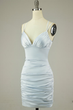 simple v neck hot pink tight homecoming dresses bodycon party dress