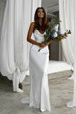 elegant cowl neckline simple mermaid wedding dresses