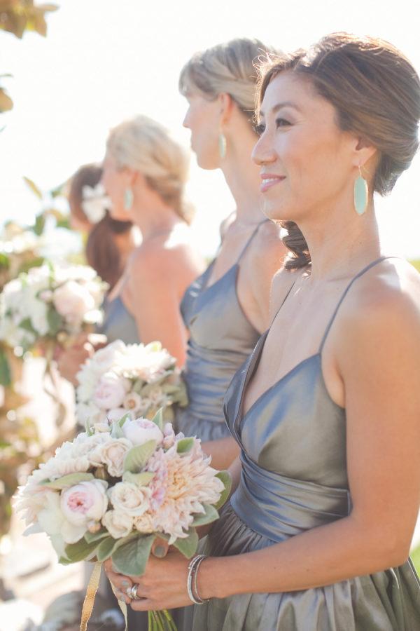 Spaghetti straps v-neck satin long grey bridesmaid dresses gb381