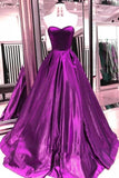 Sweetheart Burgundy Long Prom Dresses, A-line Pockets Formal Party Dresses MP63