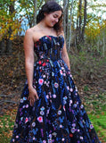 A Line Sweetheart Embroidery Appliques Prom Dress, Long Formal Dress MG274
