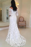 Half sleeve lace wedding dresses off shoulder mermaid bridal gown mg688