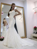 Spaghetti straps backless wedding dresses mermaid bridal dresses mg685