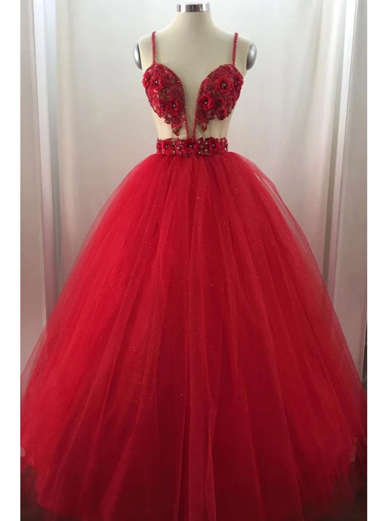 Sexy Sheer Burgundy Tulle Long Prom Dresses With Applique Beading MP143