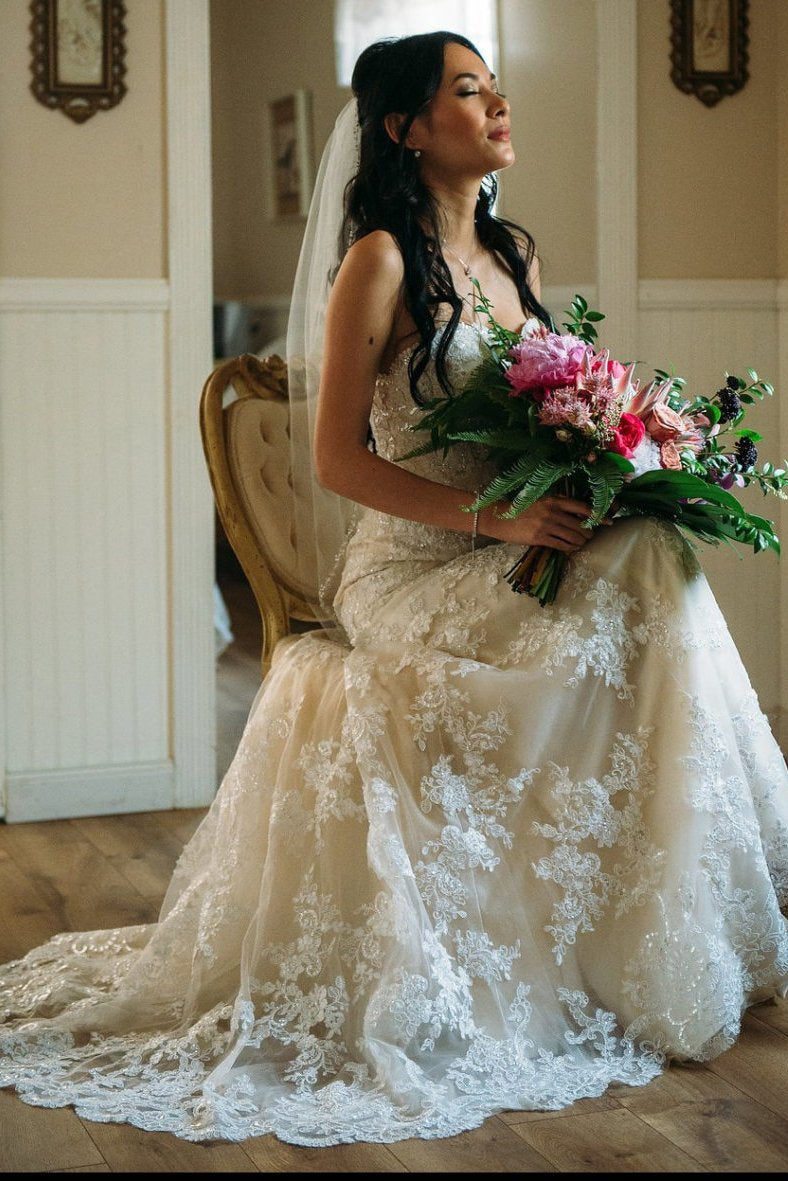 Elegant Sweetheart Mermaid Wedding Dresses With Appliques PW80