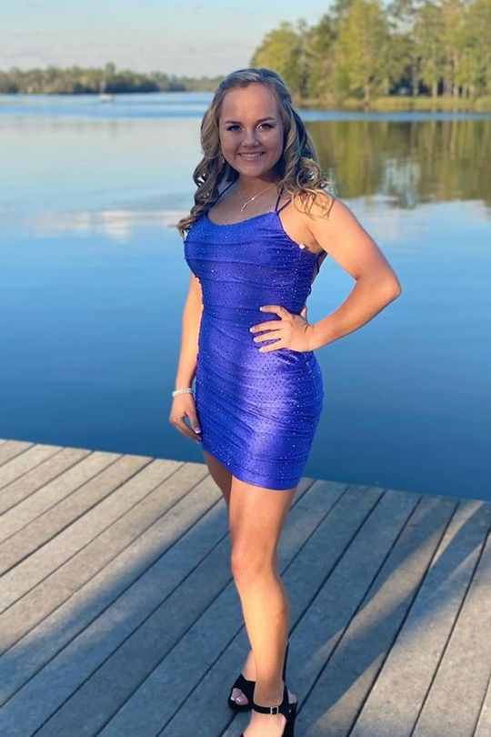 tight short homecoming dresses with beads lace up bodycon party dress