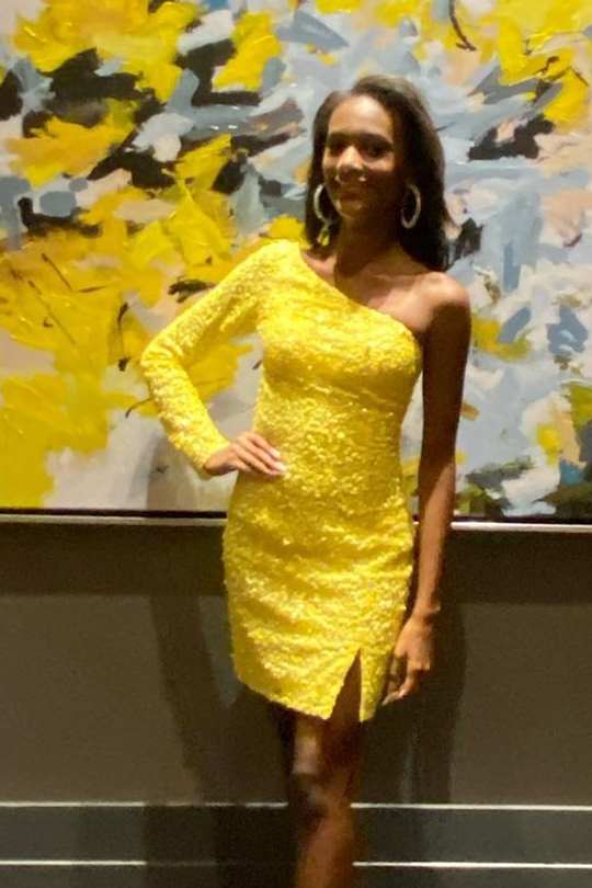 mint green sequins one shoulder long sleeve party dress sparkly graduation dresses