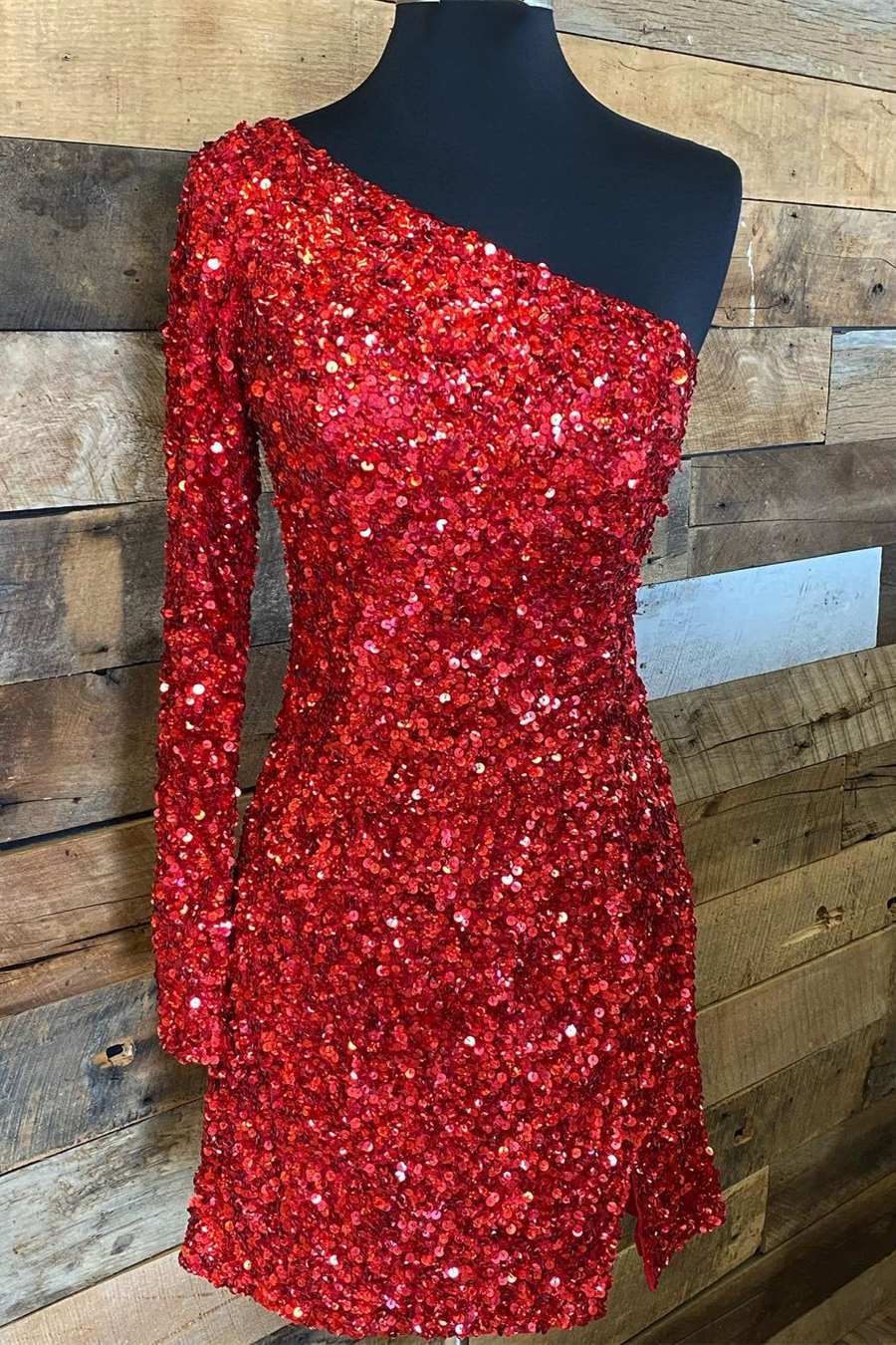 mint green sequins one shoulder long sleeve party dress sparkly graduation dresses