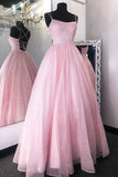 Shiny Backless Long Prom Dresses, Pink Formal Evening Dresses MG190