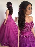 Sweetheart prom dresses long ball gown 3d appliques quinceanera gown mg254