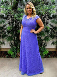 Simple Elegant A-Line Floor Length Lace Plus Size Prom Dress MP1009