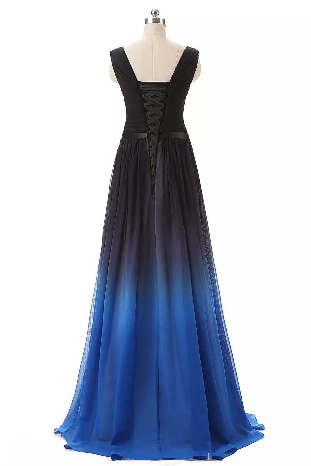 A Line Long Ombre Prom Dresses Chiffon Gradient Long Formal Gown MP36