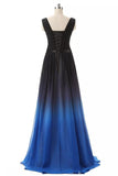 A Line Long Ombre Prom Dresses Chiffon Gradient Long Formal Gown MP36
