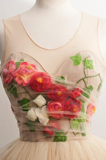 tulle short homecoming dress a line scoop with 3d florals