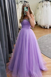 Beaded Sweetheart Long Prom Dress, Tulle Lavender Formal Dresses MP1203