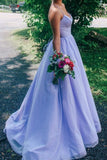 A Line V Neck Lavender Backless Prom Dress, Glitter Formal Evening Dresses GP216