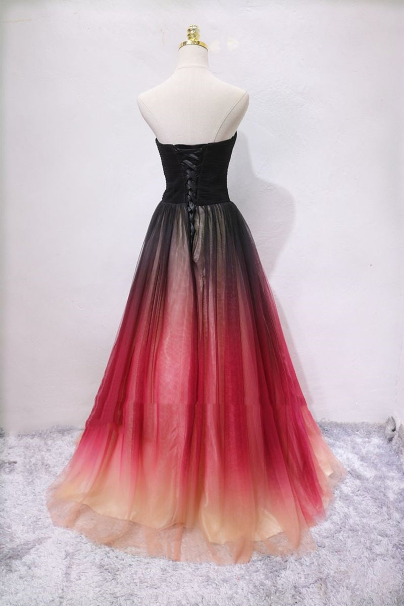 a line v neck ombre long prom dress strapless formal evening dress