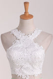 a line satin lace applique two piece scoop short prom homecoming dress