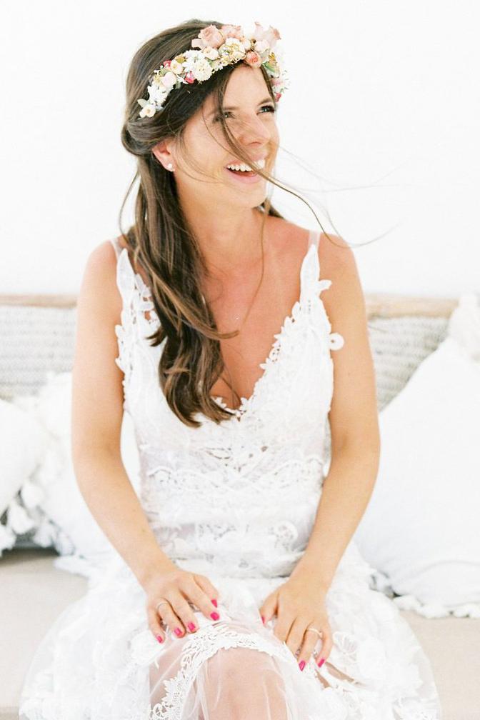 backless beach wedding dress a line v neck lace bridal gown