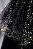 black sweetheart tulle long prom dress with layered black formal evening dress