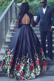 black two piece lace long sleeves floral prom dress keyhole back