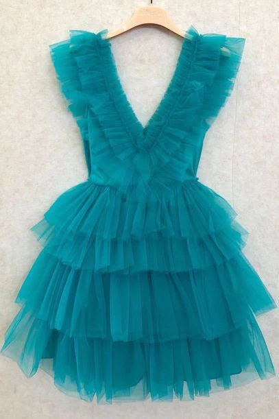 hot pink homecoming dress tiered tulle short prom party dress