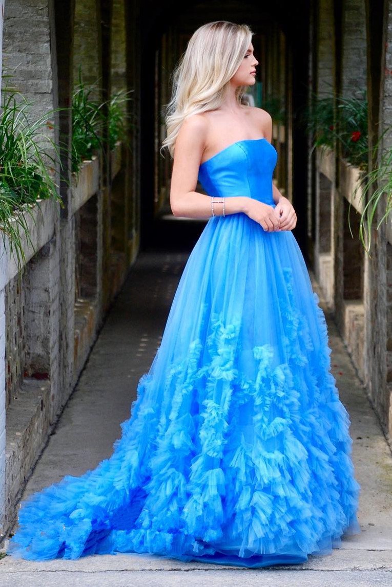 red a line strapless long prom dress elegant pageant gown