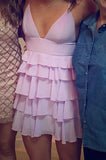 charming spaghetti straps chiffon mini party dress simple tiered homecoming dress