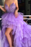 princess spaghetti sweet 16 dress chic tulle applique high low prom dress