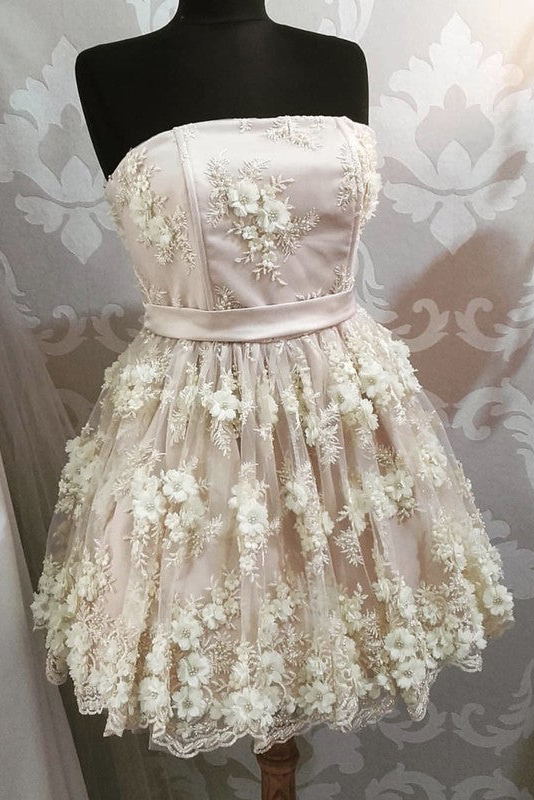 cute strapless homecoming dresses with 3d flowers a line pink short sweet 16 dress