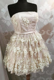 cute strapless homecoming dresses with 3d flowers a line pink short sweet 16 dress