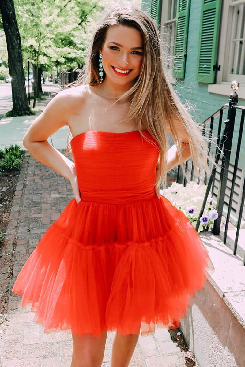 cute sweetheart a line homecoming dresses tulle sweet 16 dress