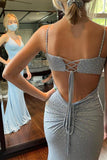mermaid lavender long prom dresses with beading long evening gown