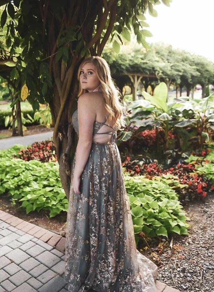 stylish tulle sequins long prom dresses backless slit long graudtion gown