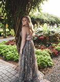 stylish tulle sequins long prom dresses backless slit long graudtion gown